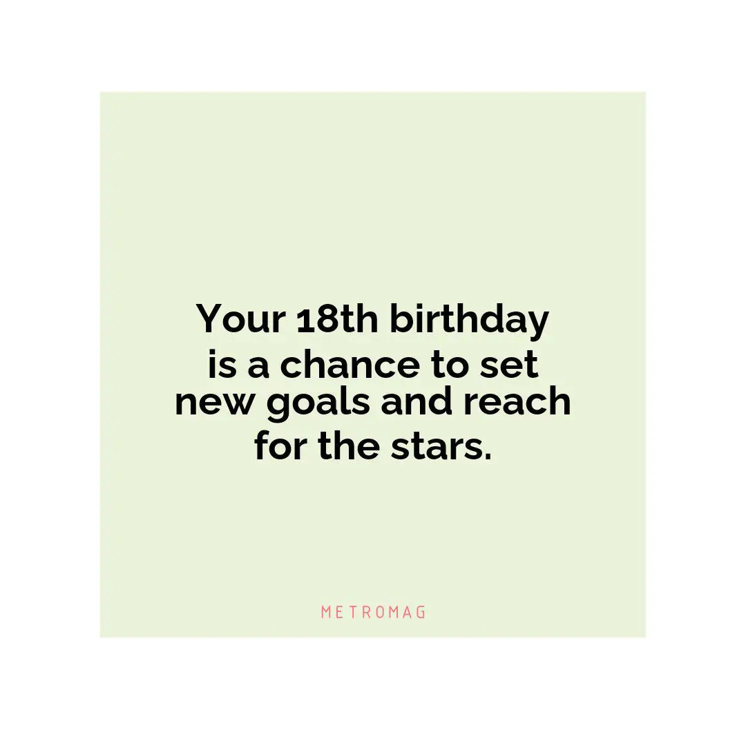 Your 18th birthday is a chance to set new goals and reach for the stars.
