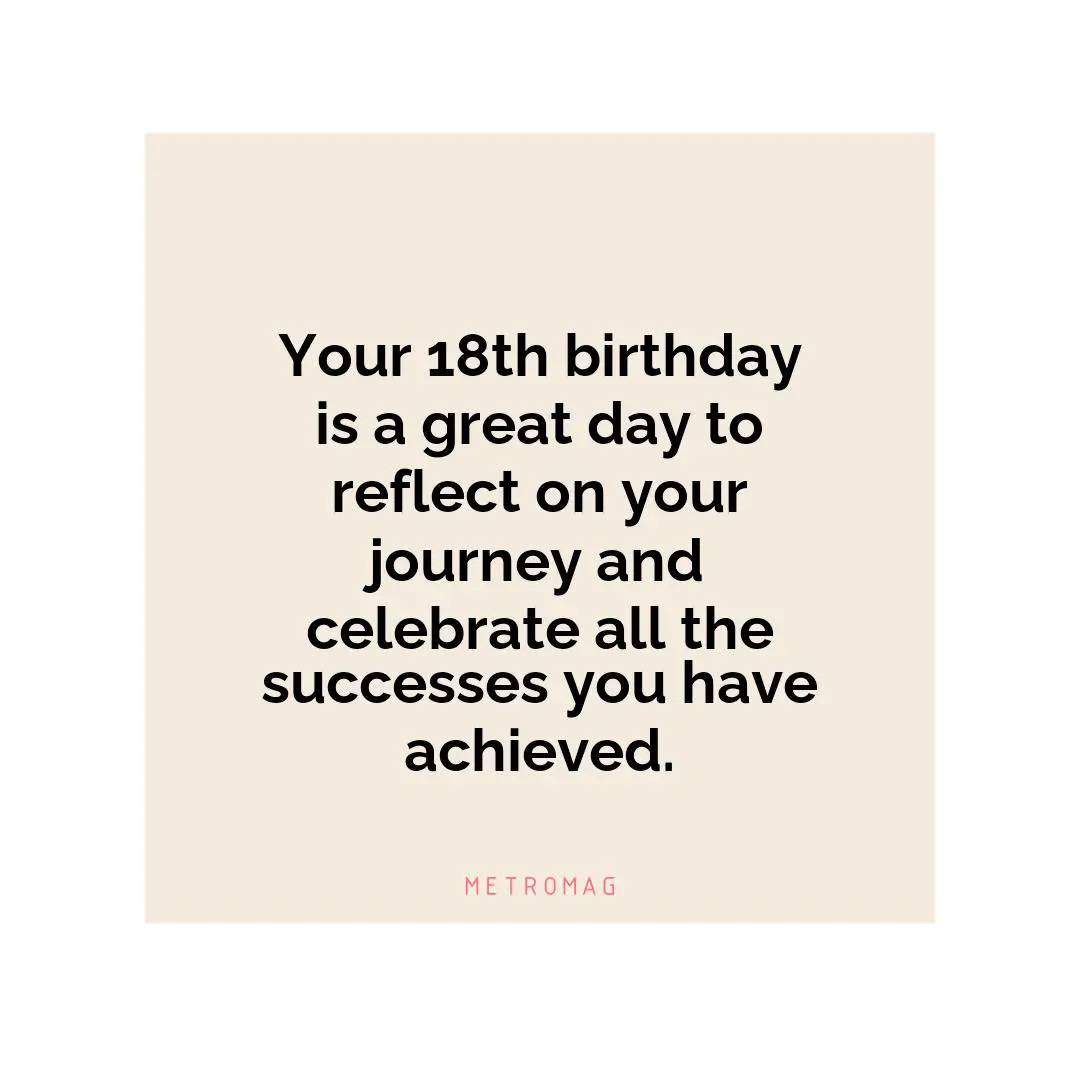 Your 18th birthday is a great day to reflect on your journey and celebrate all the successes you have achieved.
