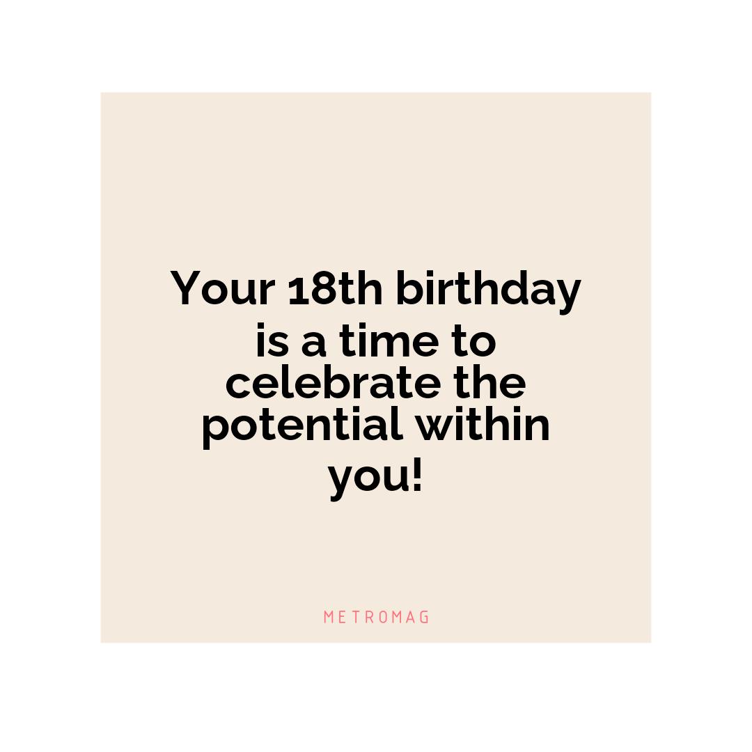 Your 18th birthday is a time to celebrate the potential within you!