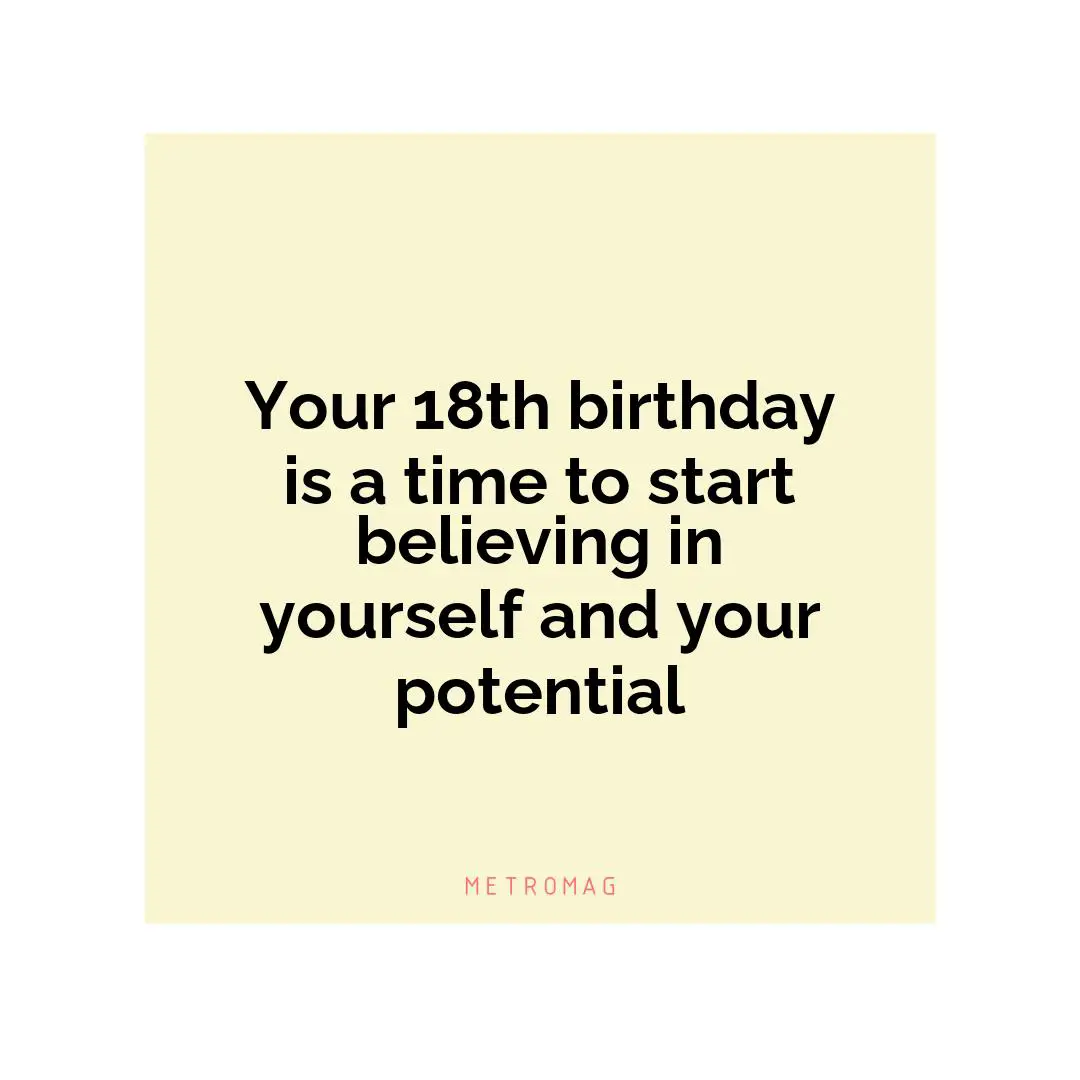Your 18th birthday is a time to start believing in yourself and your potential