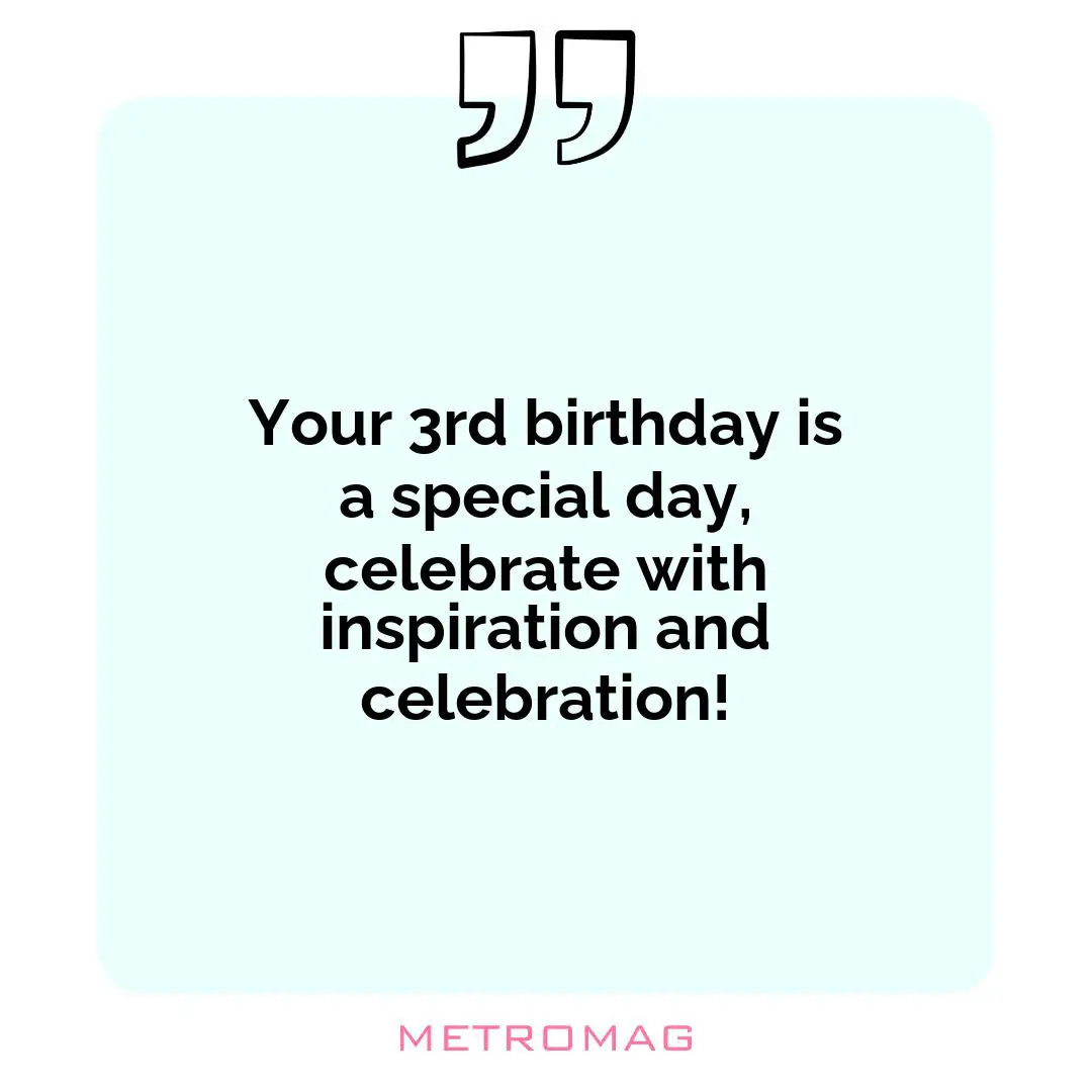 Your 3rd birthday is a special day, celebrate with inspiration and celebration!