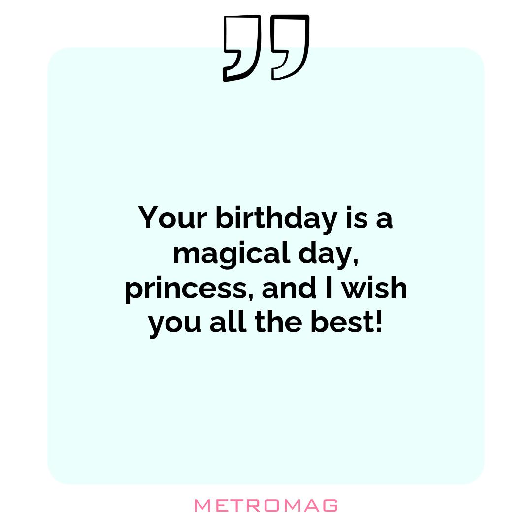 Your birthday is a magical day, princess, and I wish you all the best!