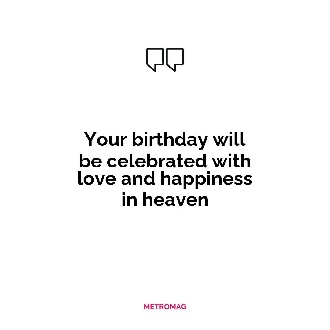 Your birthday will be celebrated with love and happiness in heaven