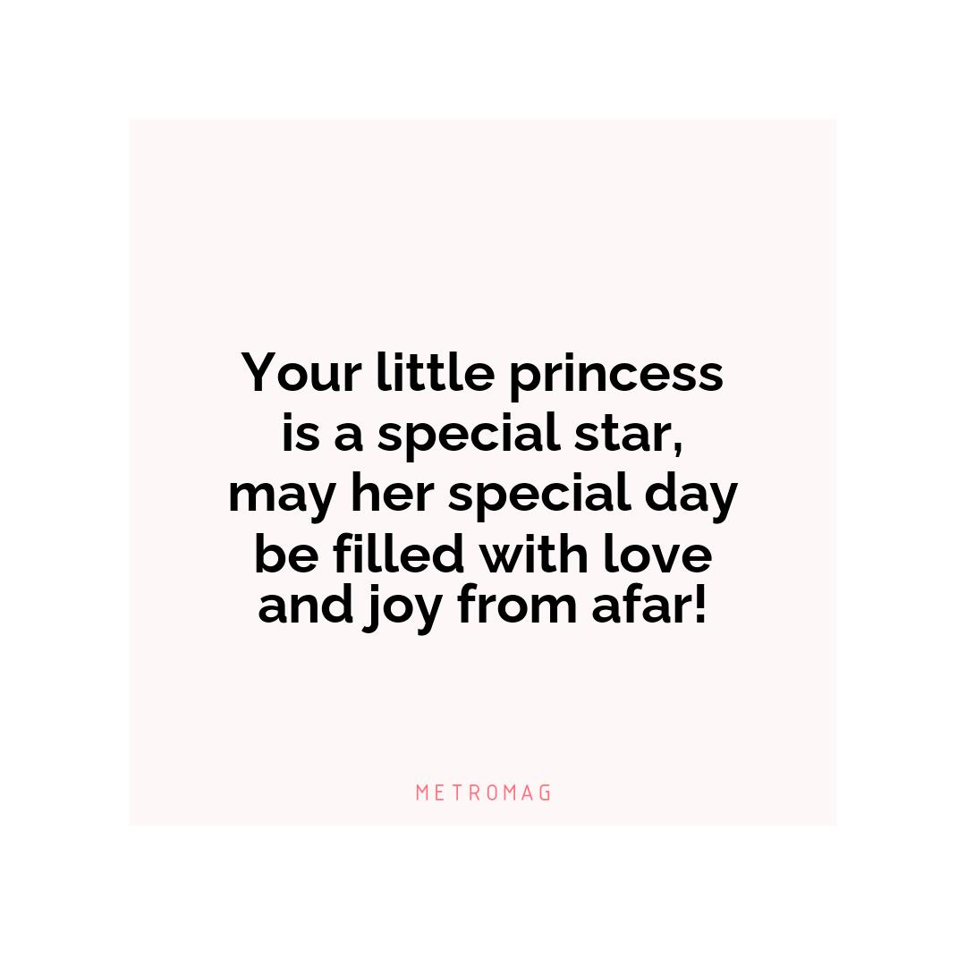 Your little princess is a special star, may her special day be filled with love and joy from afar!