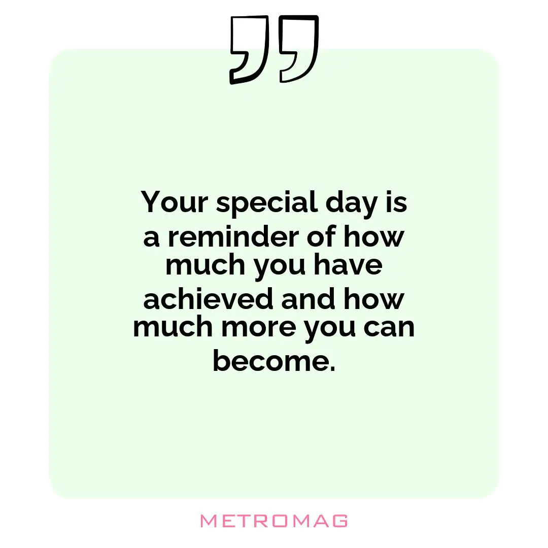 Your special day is a reminder of how much you have achieved and how much more you can become.