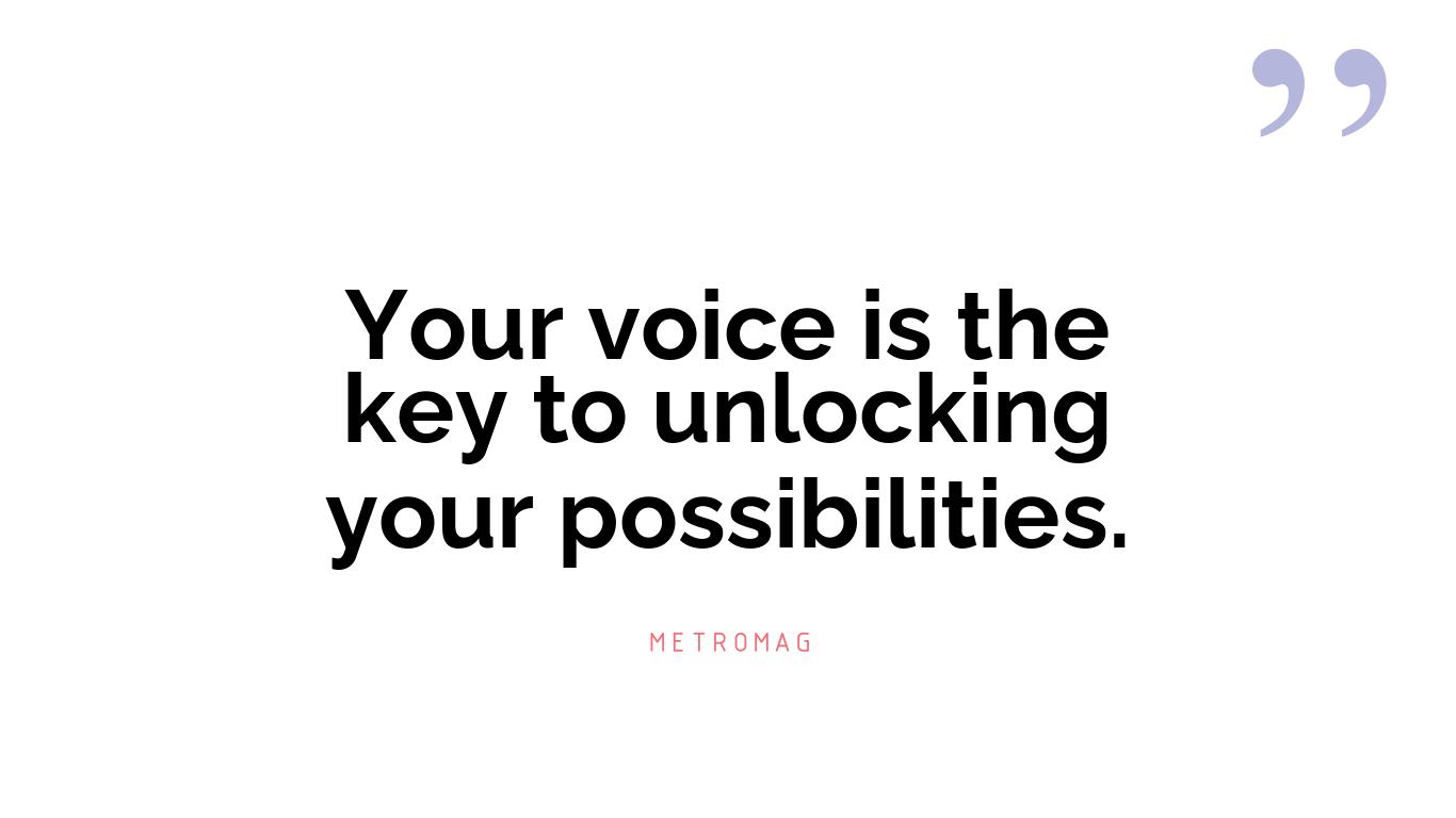 Your voice is the key to unlocking your possibilities.