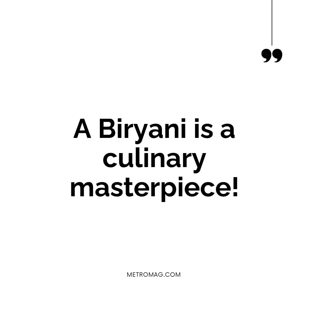 A Biryani is a culinary masterpiece!