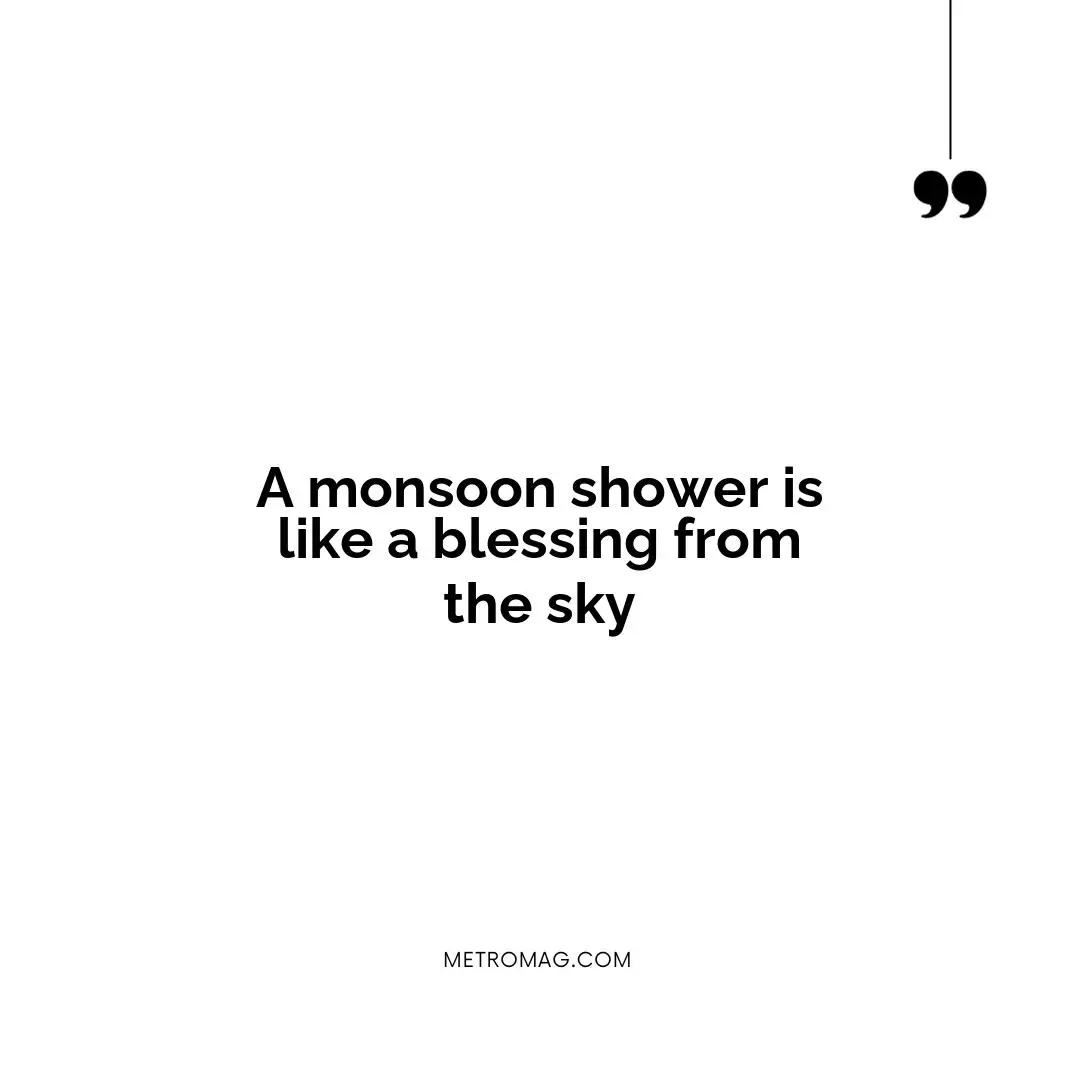 A monsoon shower is like a blessing from the sky
