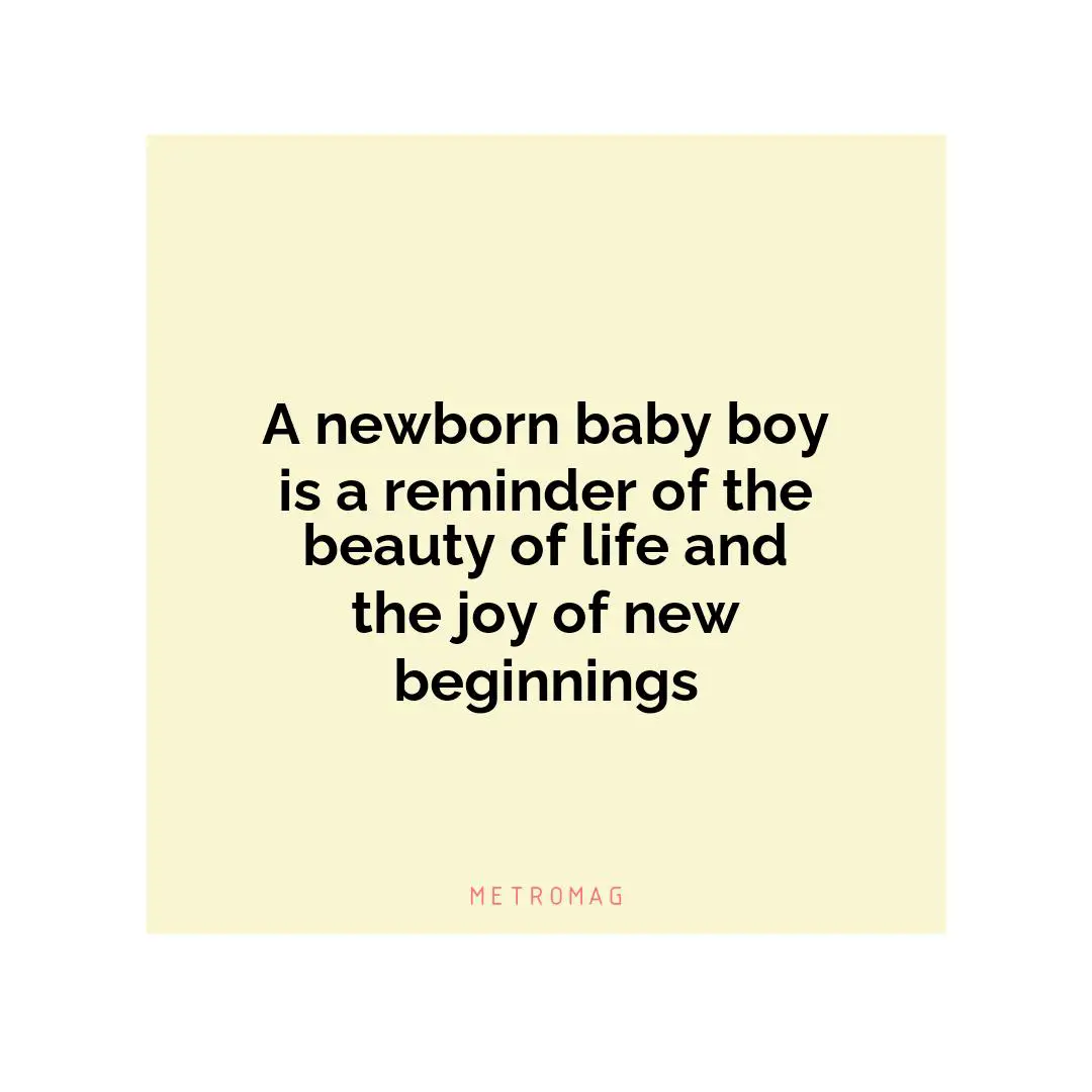 A newborn baby boy is a reminder of the beauty of life and the joy of new beginnings