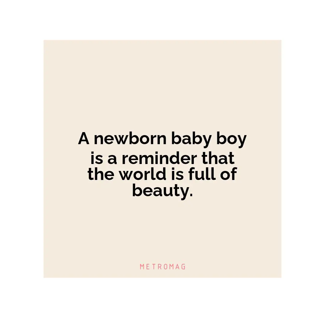 A newborn baby boy is a reminder that the world is full of beauty.