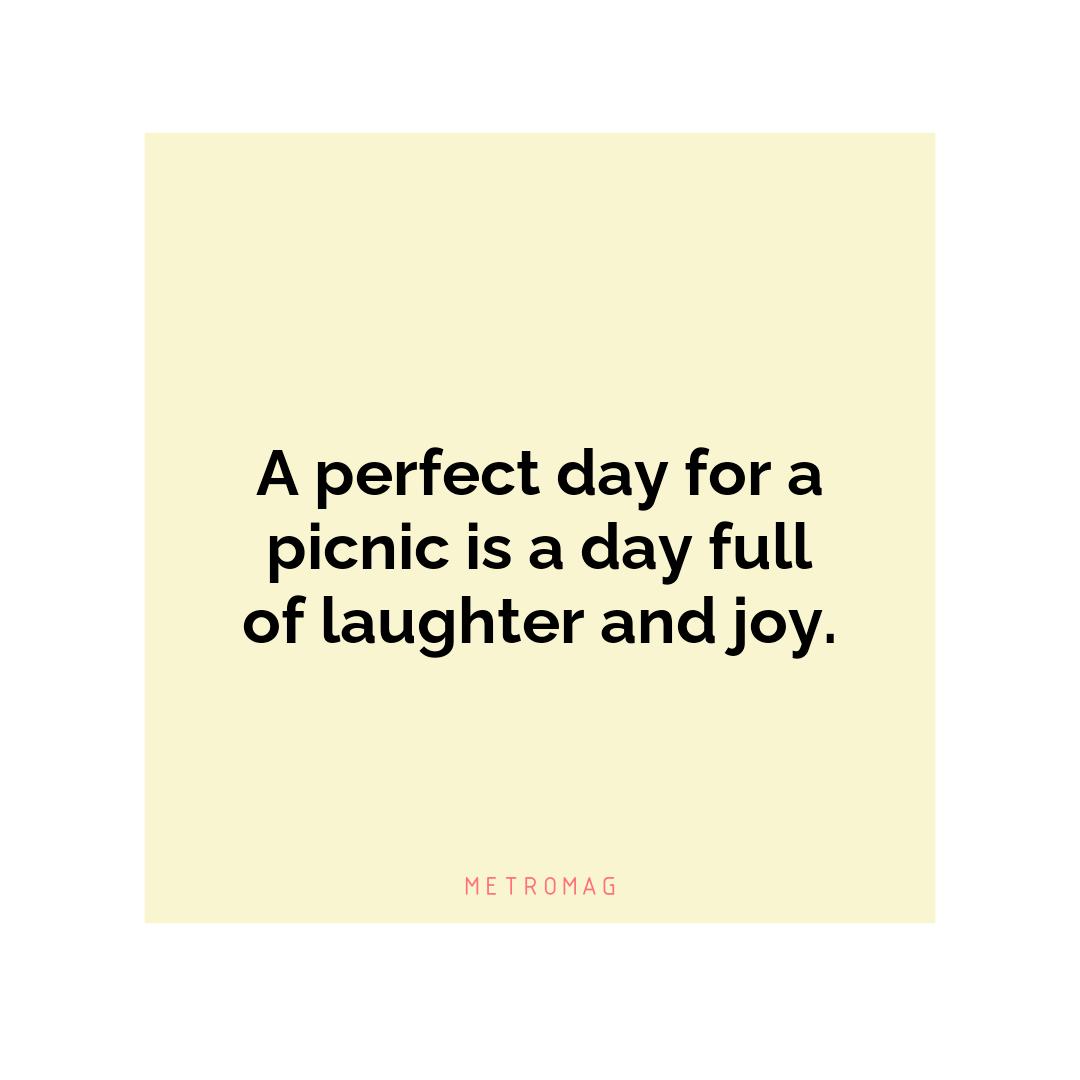 A perfect day for a picnic is a day full of laughter and joy.