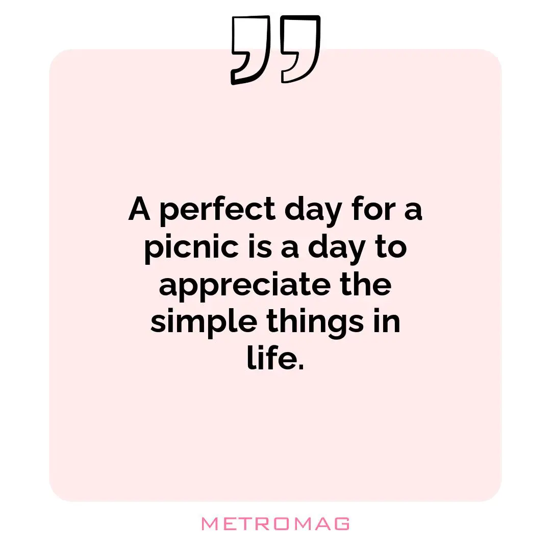 A perfect day for a picnic is a day to appreciate the simple things in life.
