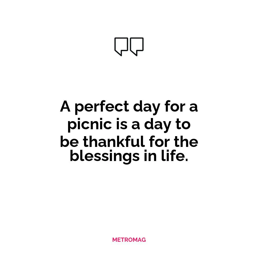 A perfect day for a picnic is a day to be thankful for the blessings in life.