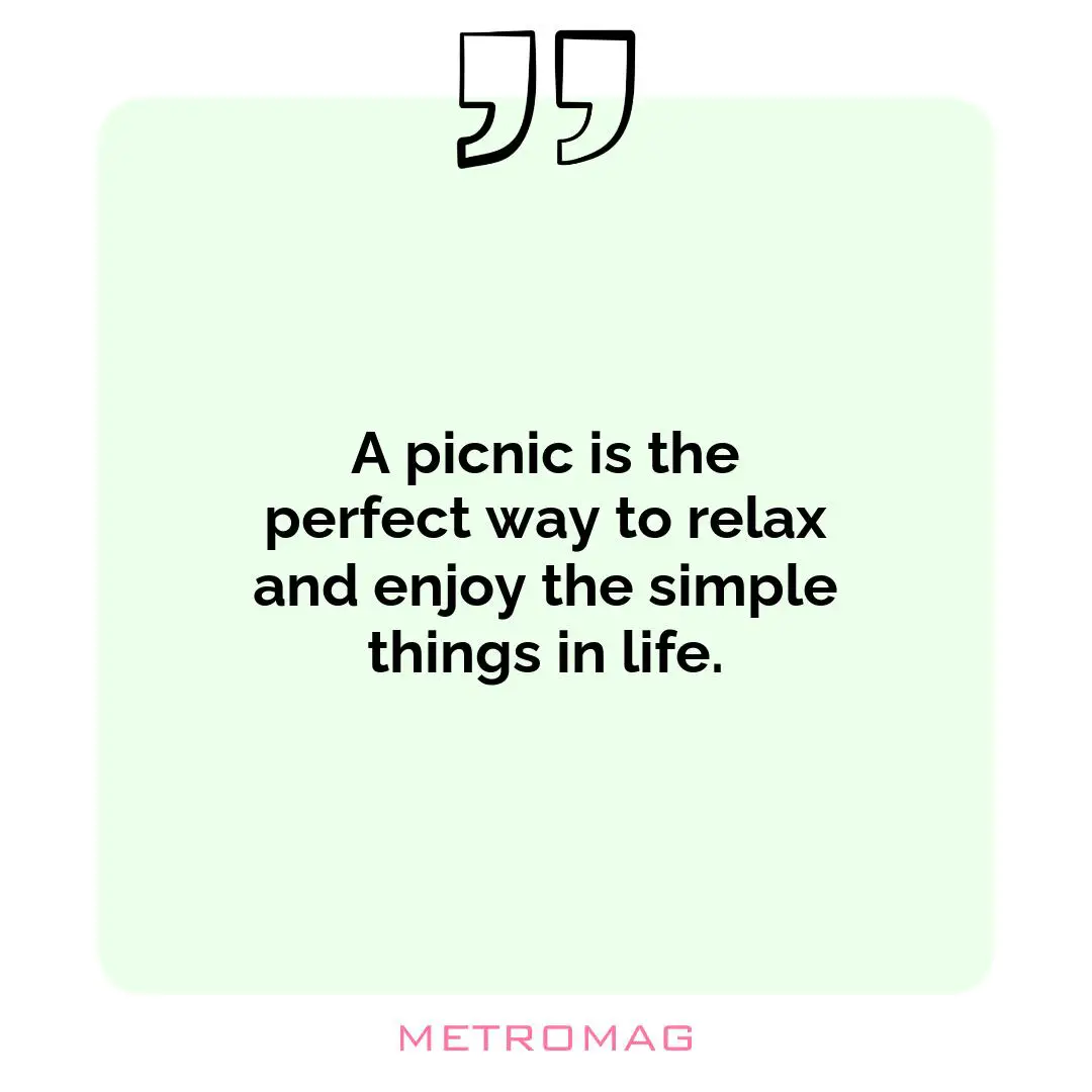 A picnic is the perfect way to relax and enjoy the simple things in life.