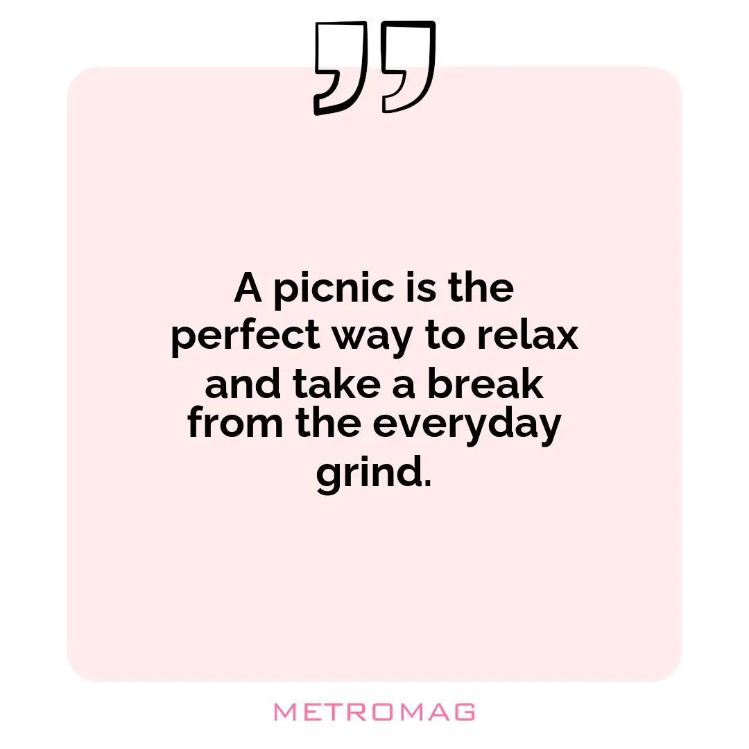 A picnic is the perfect way to relax and take a break from the everyday grind.