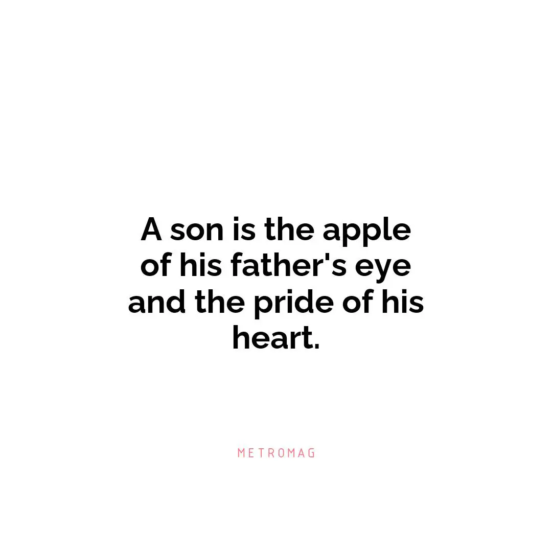 A son is the apple of his father's eye and the pride of his heart.
