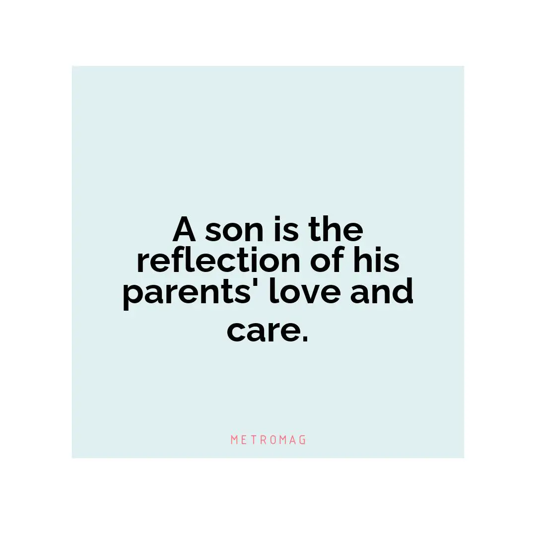 A son is the reflection of his parents' love and care.