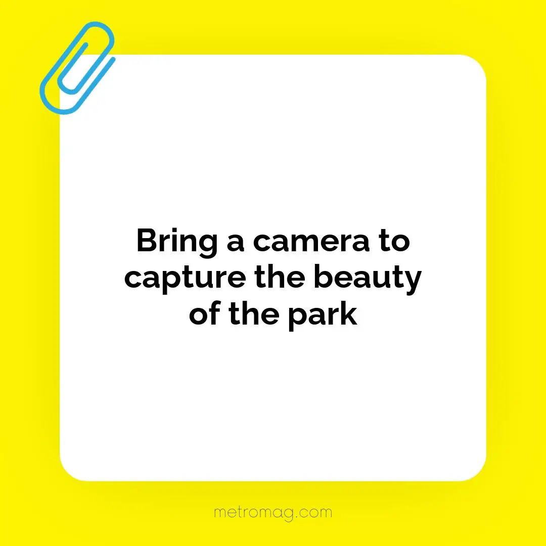Bring a camera to capture the beauty of the park