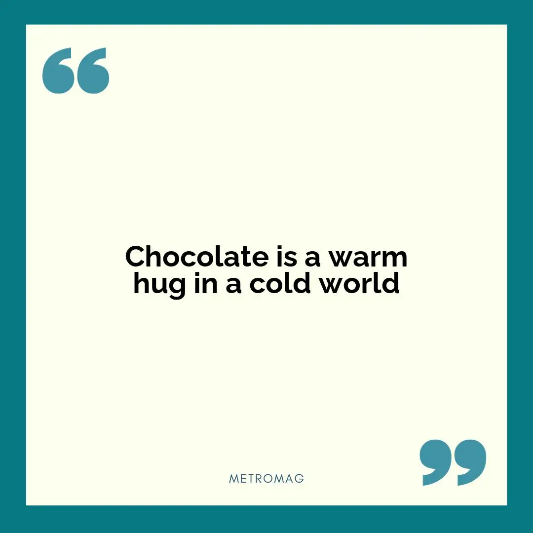Chocolate is a warm hug in a cold world