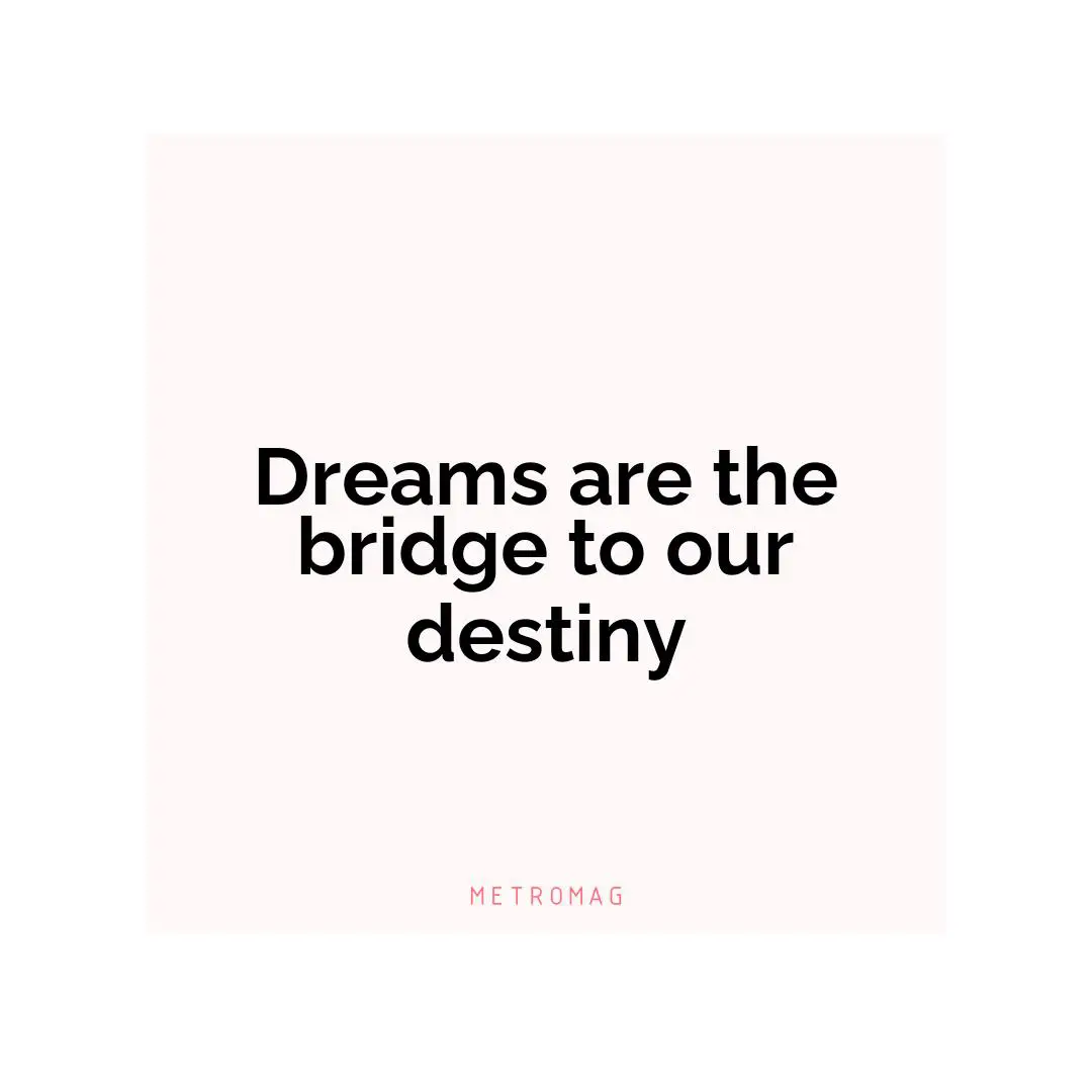 Dreams are the bridge to our destiny