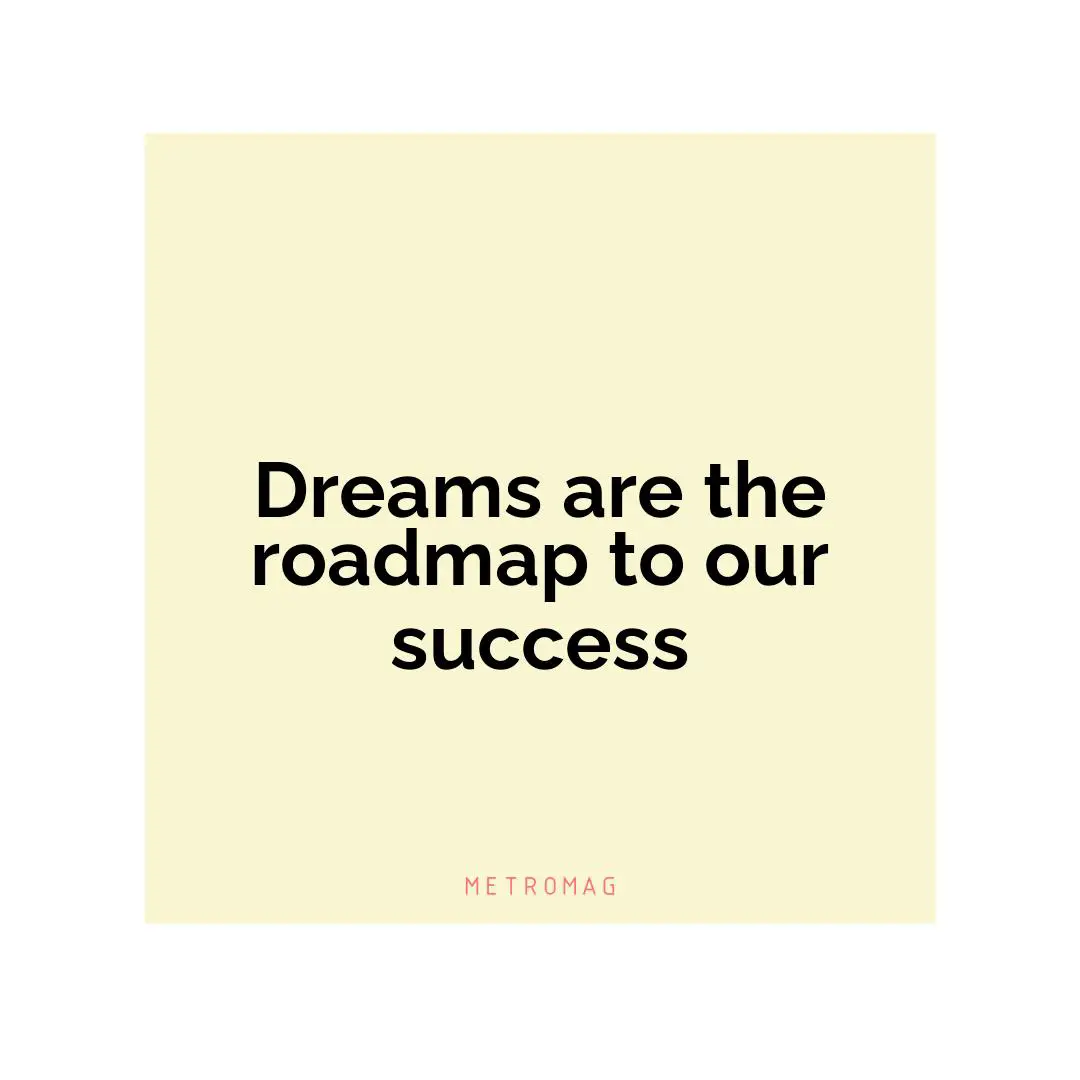 Dreams are the roadmap to our success