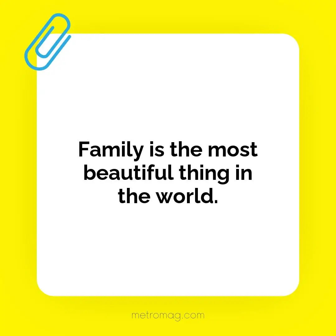 Family is the most beautiful thing in the world.