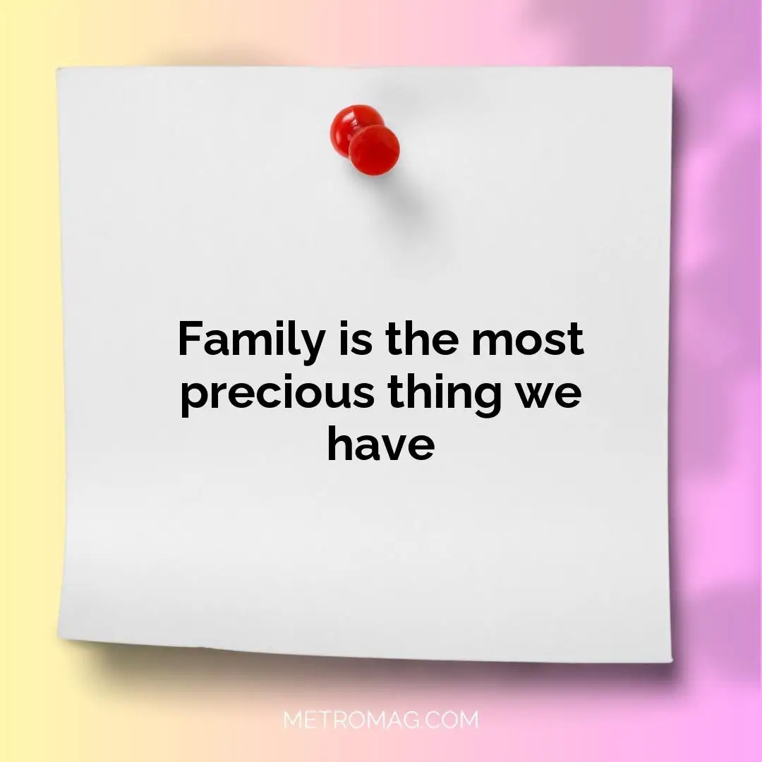 Family is the most precious thing we have