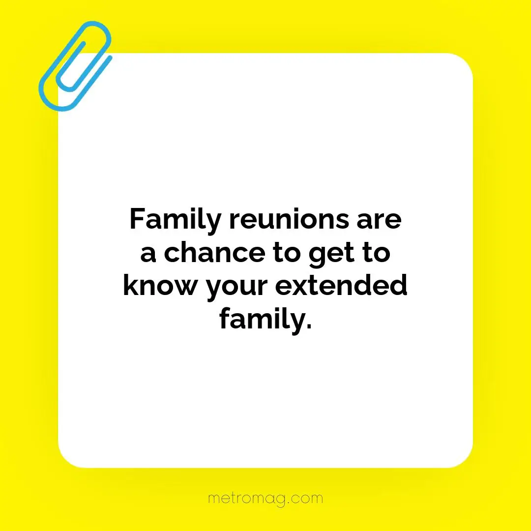 Family reunions are a chance to get to know your extended family.