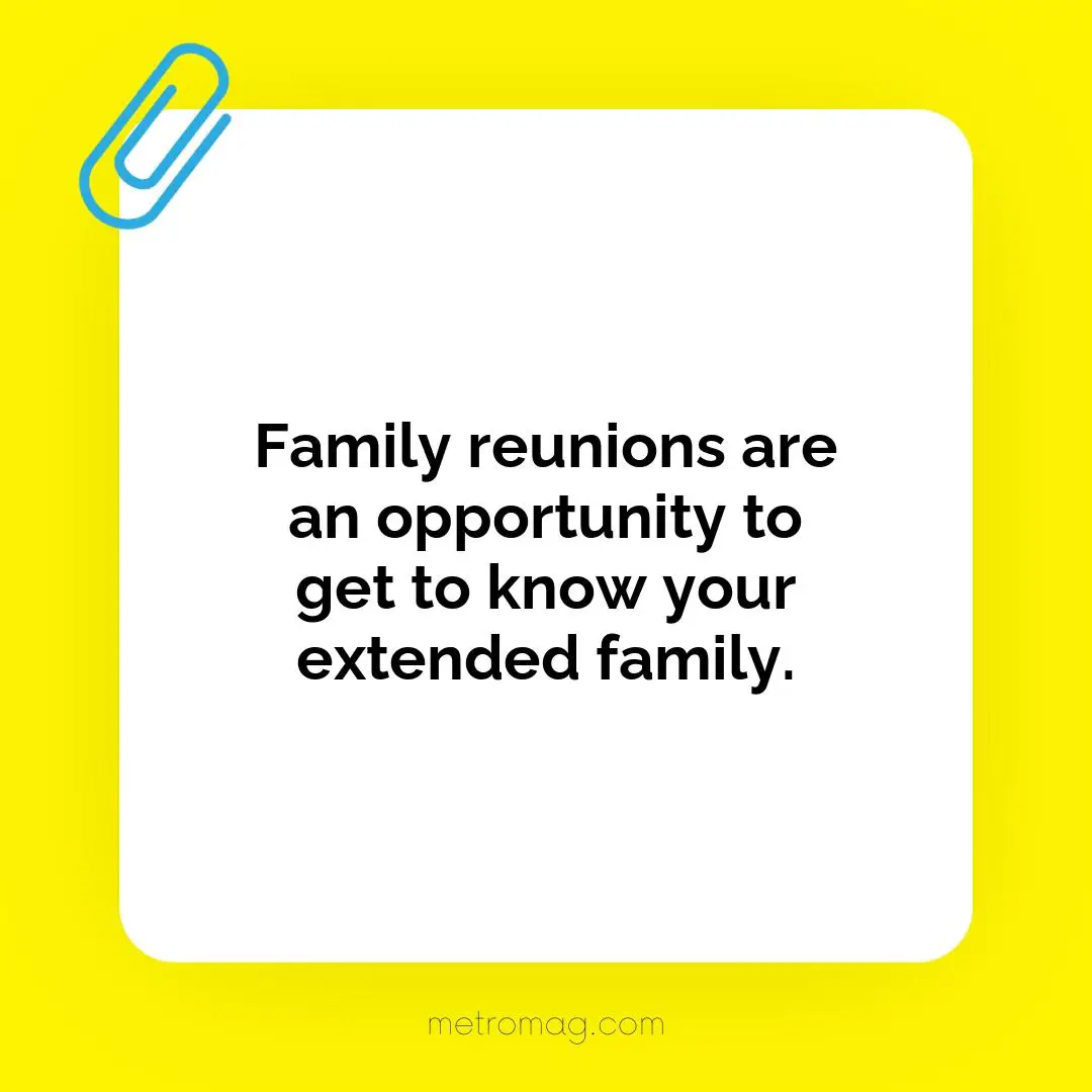 Family reunions are an opportunity to get to know your extended family.