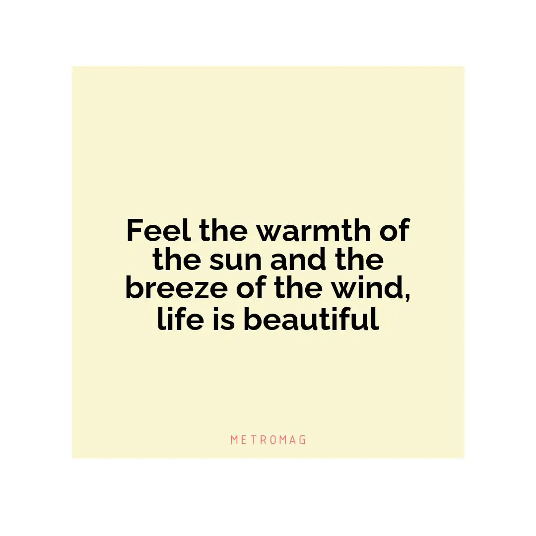 Feel the warmth of the sun and the breeze of the wind, life is beautiful