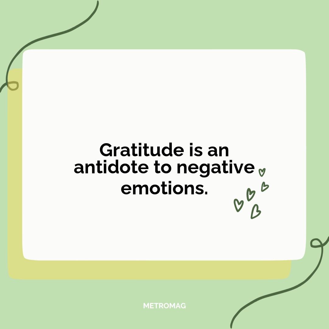Gratitude is an antidote to negative emotions.