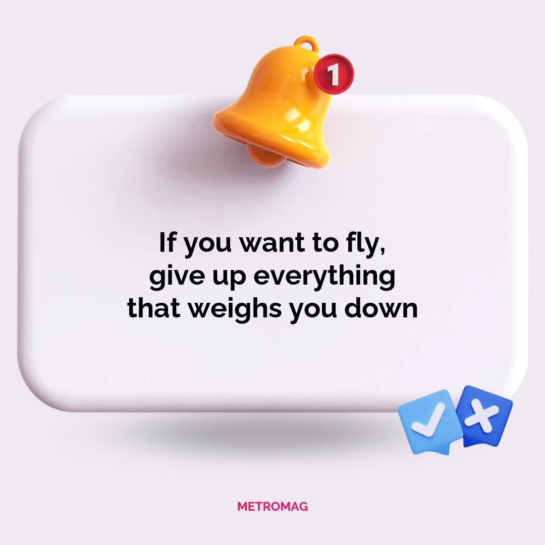 If you want to fly, give up everything that weighs you down