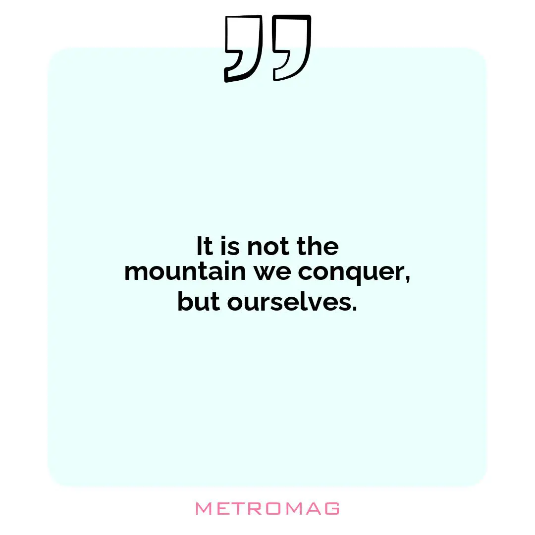It is not the mountain we conquer, but ourselves.