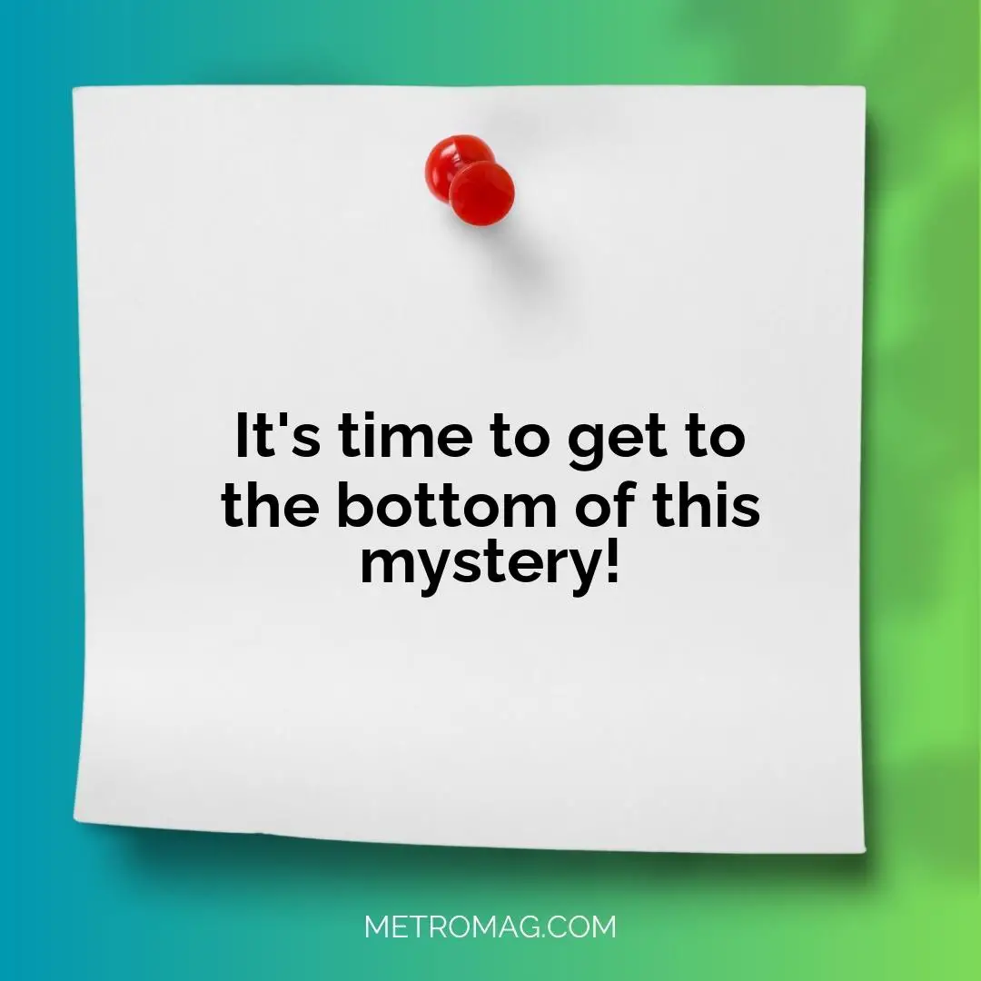 It's time to get to the bottom of this mystery!