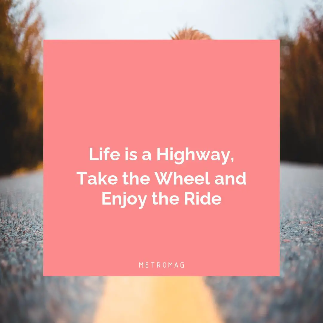 Life is a Highway, Take the Wheel and Enjoy the Ride
