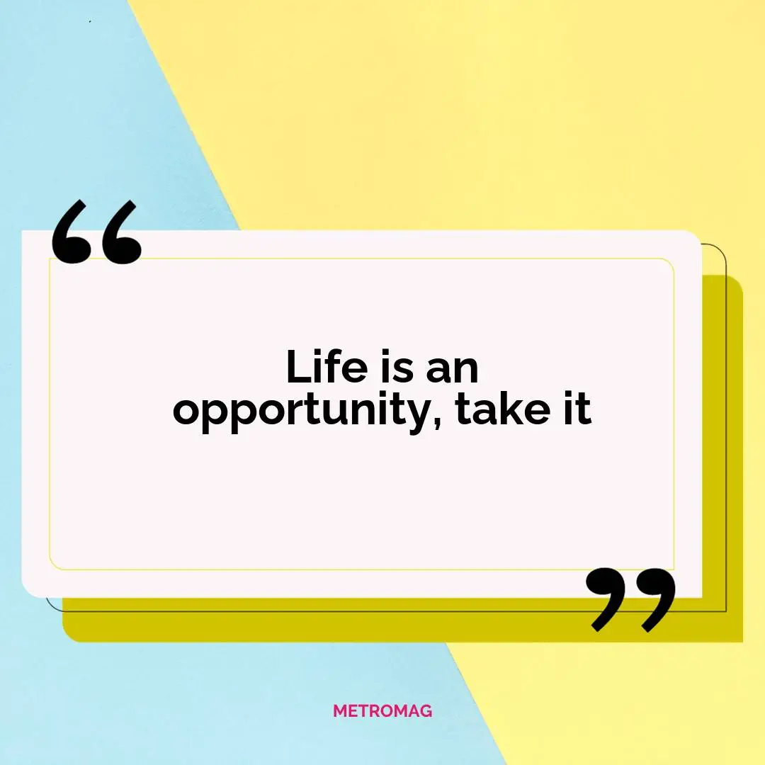 Life is an opportunity, take it