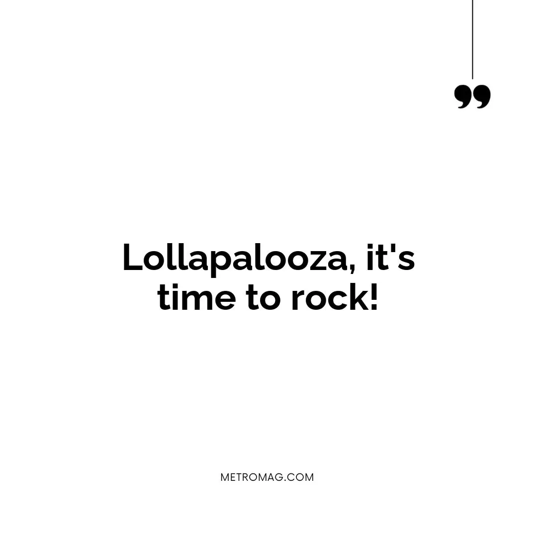 Lollapalooza, it's time to rock!