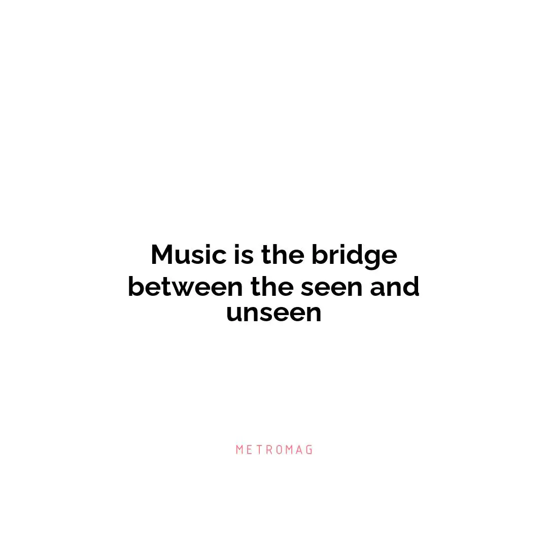 Music is the bridge between the seen and unseen