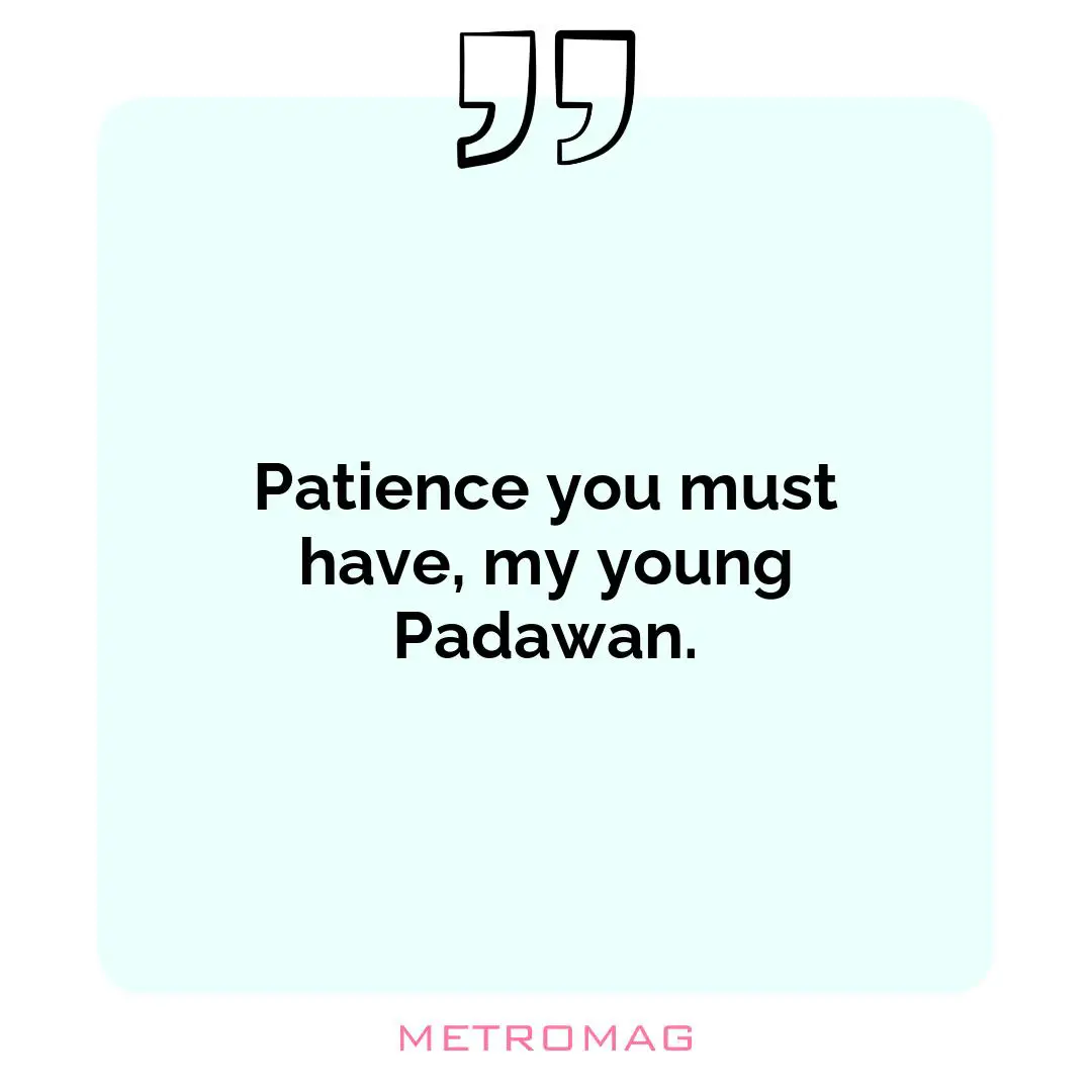 Patience you must have, my young Padawan.
