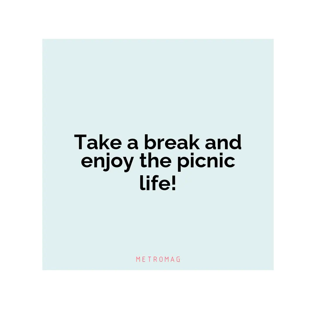 Take a break and enjoy the picnic life!