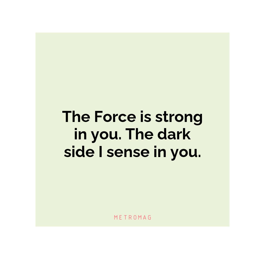The Force is strong in you. The dark side I sense in you.