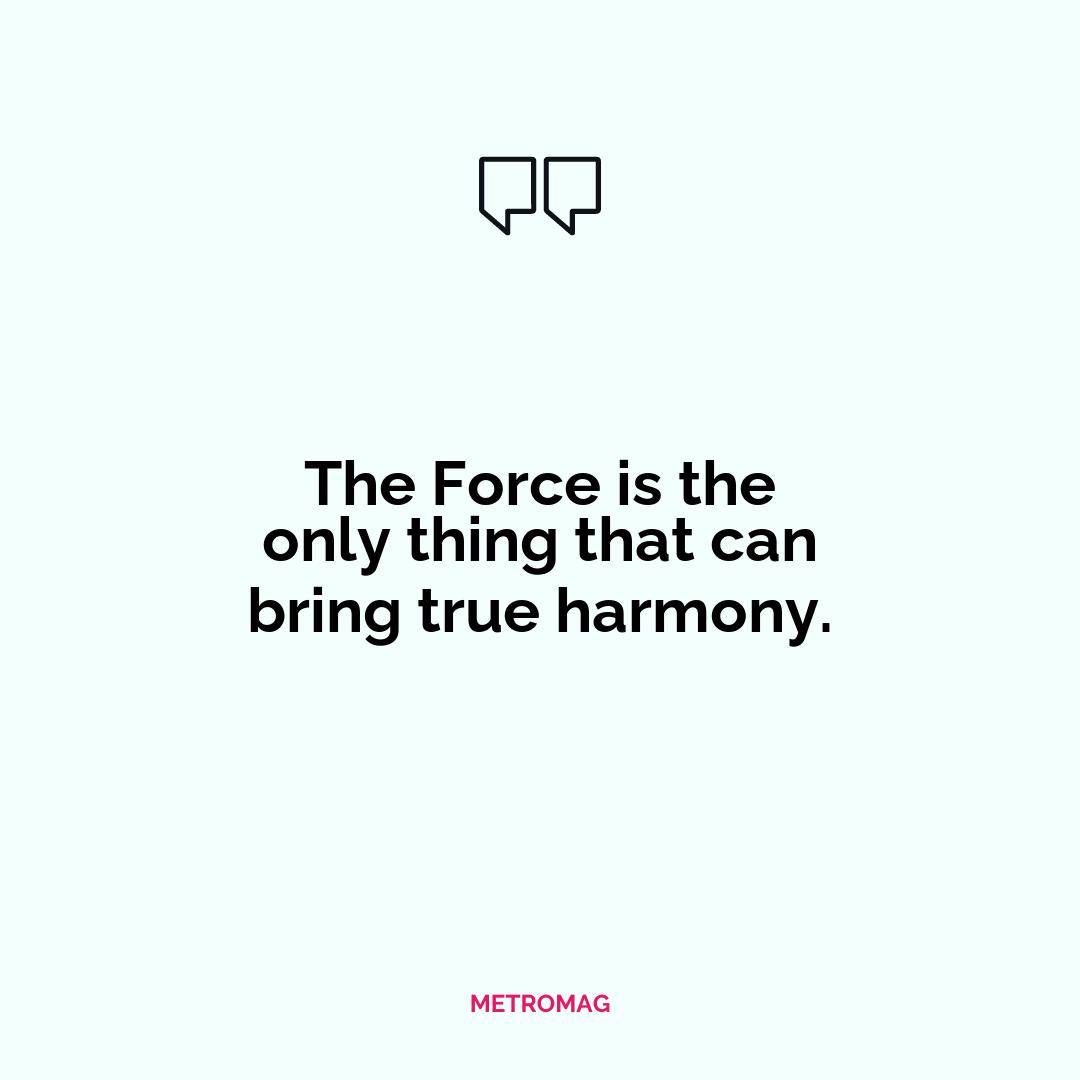 The Force is the only thing that can bring true harmony.