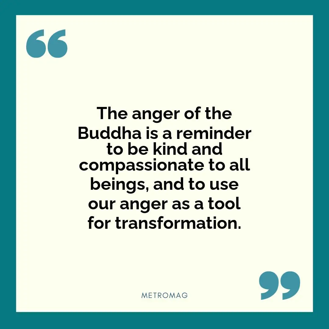 The anger of the Buddha is a reminder to be kind and compassionate to all beings, and to use our anger as a tool for transformation.