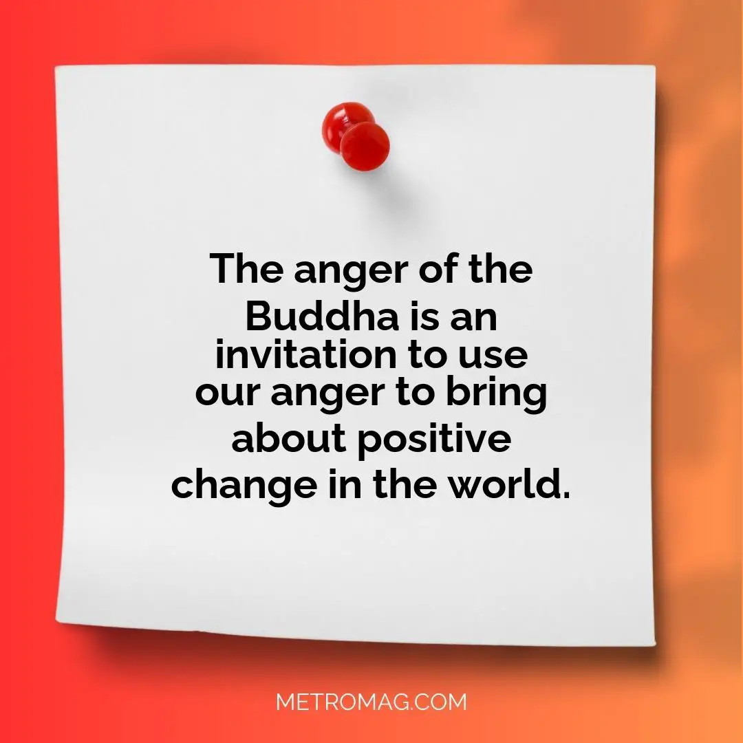 The anger of the Buddha is an invitation to use our anger to bring about positive change in the world.