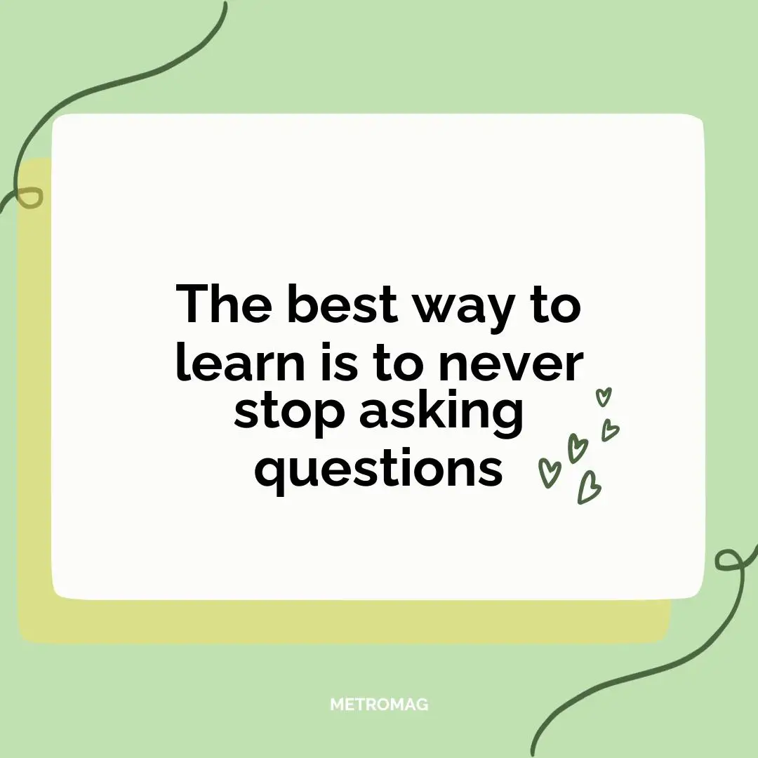 The best way to learn is to never stop asking questions