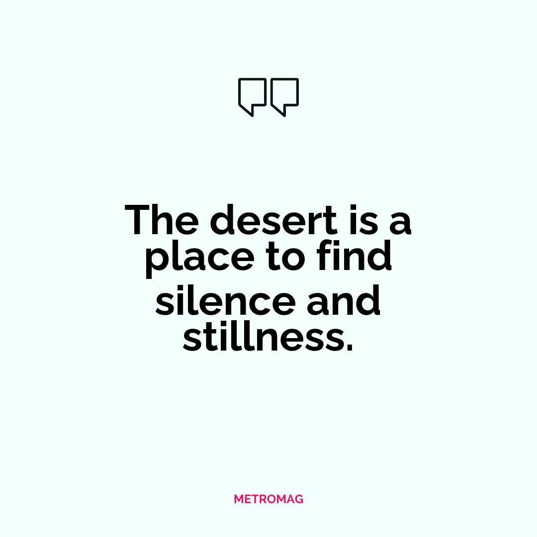 The desert is a place to find silence and stillness.