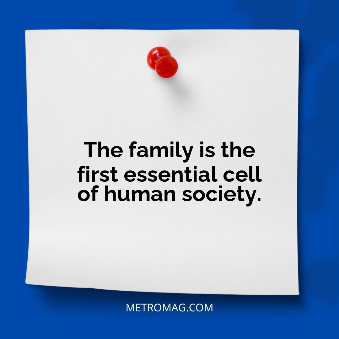 The family is the first essential cell of human society.