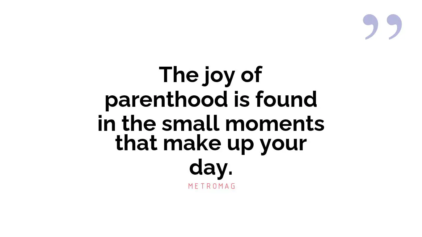 The joy of parenthood is found in the small moments that make up your day.
