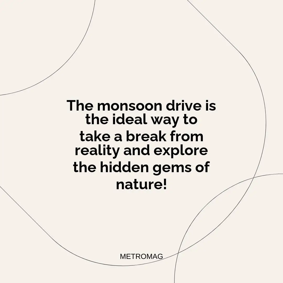 The monsoon drive is the ideal way to take a break from reality and explore the hidden gems of nature!
