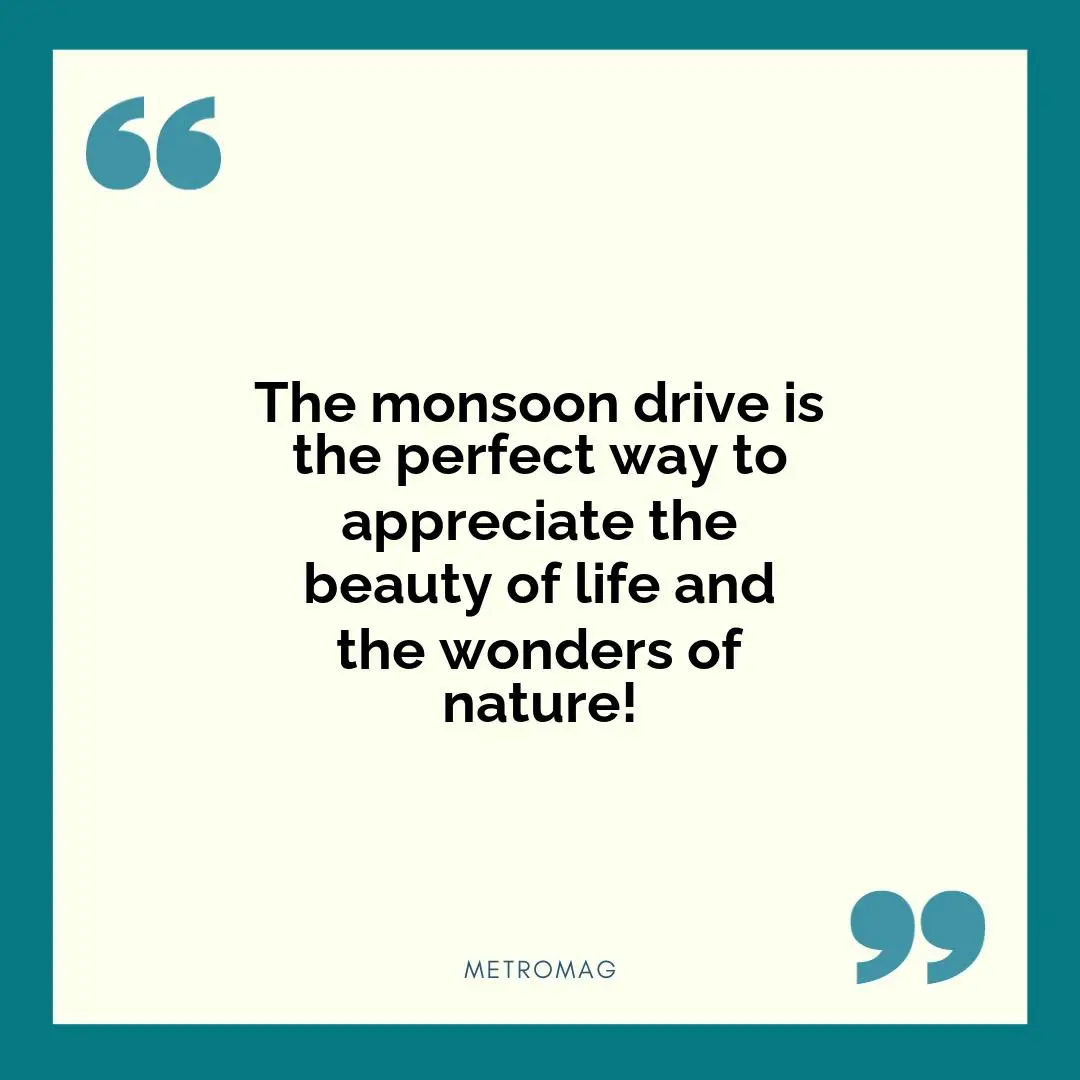 The monsoon drive is the perfect way to appreciate the beauty of life and the wonders of nature!